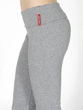 NEW Active Cotton Yoga Pant Fold Over Waist- Heather Gray- Small